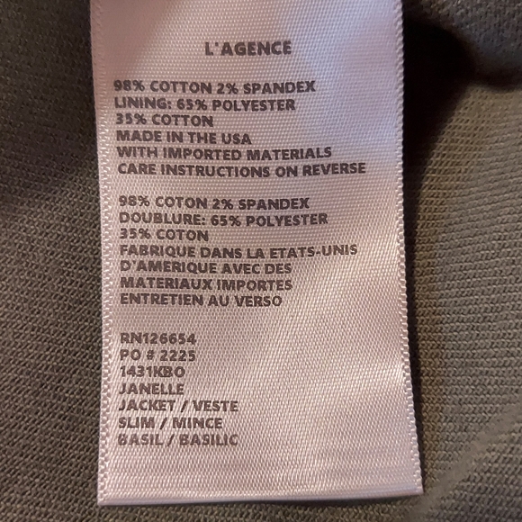 L’agence Janelle Slim Raw Hem Denim Jean Jacket NWT MSRP $365 Sz S Army Green - Picture 6 of 8